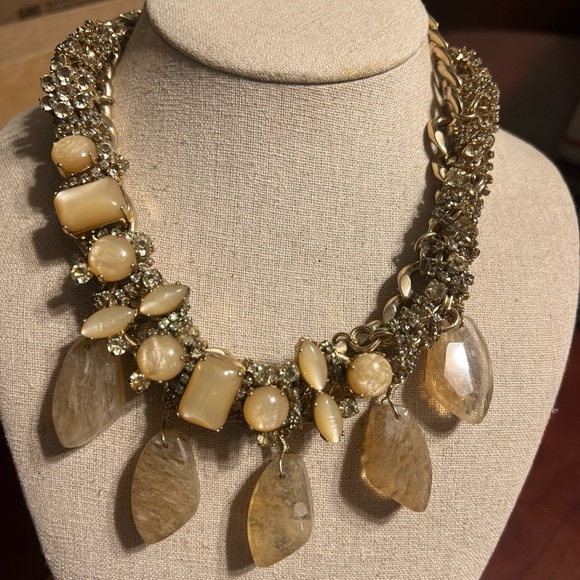Stella & Dot Jacqueline Statement Necklace RRP$228 Crystal Gold tone VTG rare - Picture 1 of 11